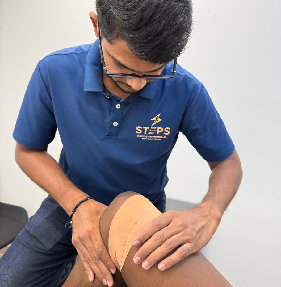 Patient doing guided rehab exercises after surgery
